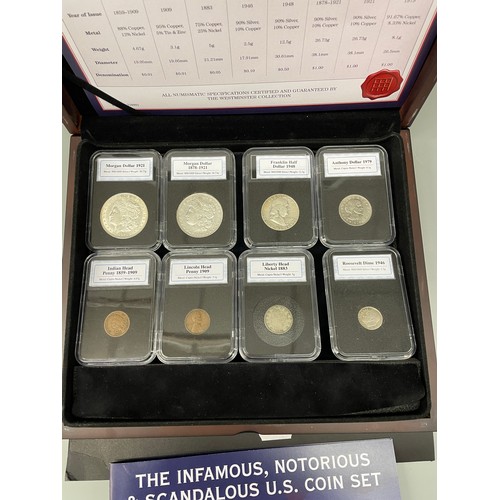 602 - CASED THE INFAMOUS, NOTORIOUS, AND SCANDALOUS US COIN SET WITH CERTIFICATE OF AUTHENTICITY SILVER AN... 