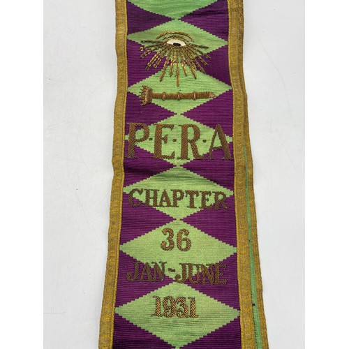 494 - ANCIENT ORDER OF THE DRUIDS STONE HENGE LODGE L.E BIRD GRAND LODGE OF ENGLAND SASH WITH METAL MEDALL... 