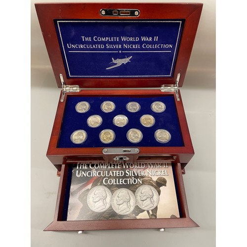 618 - BOXED THE COMPLETE WORLD WAR TWO UNCIRCULATED SILVER NICKEL COLLECTION WITH CERTIFICATE