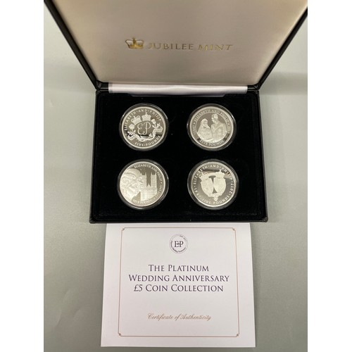 604 - BOXED JUBILEE MINT ALDERNEY AND TRISTAN DA CUNHA £5 DENOMINATION PROOF COIN SET