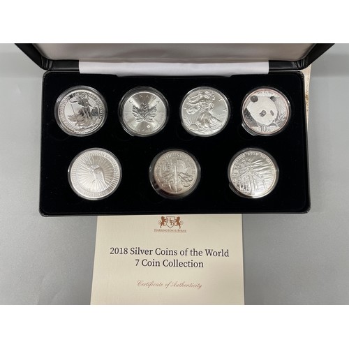 608 - HARRINGTON AND BYRNE CASED 2018 SILVER COINS OF THE WORLD SEVEN COIN COLLECTION