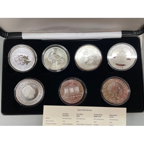 608 - HARRINGTON AND BYRNE CASED 2018 SILVER COINS OF THE WORLD SEVEN COIN COLLECTION