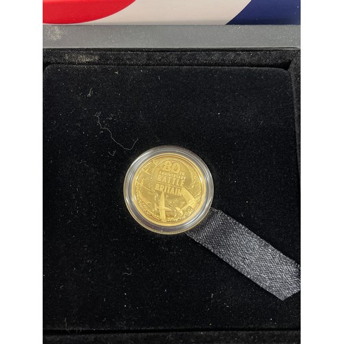 609 - BOXED 80TH ANNIVERSARY BATTLE OF BRITAIN 1/4 OUNCE PROOF GOLD COIN