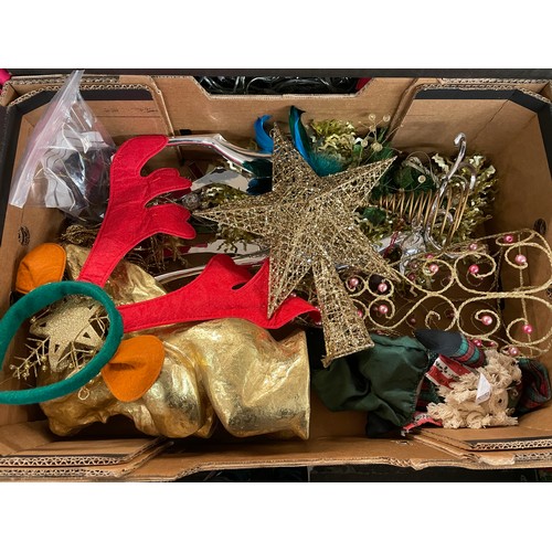 396 - THREE CARTONS OF CHRISTMAS BAUBLES AND DECORATIONS