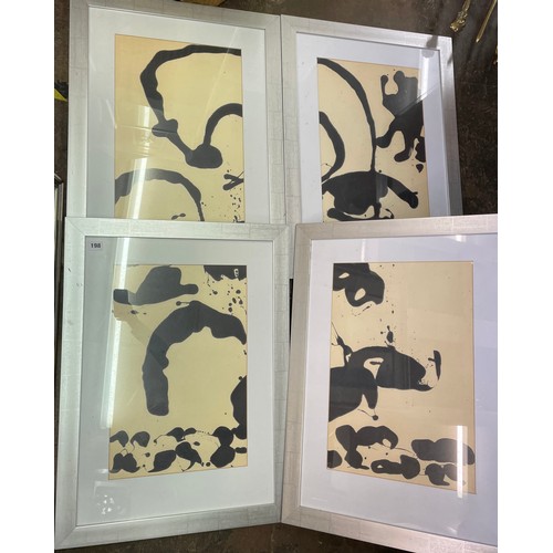 198 - SERIES OF FOUR IMPRSSIONISTS INK STUDIES AFTER JACKSON POLLOCK FRAMED AND GLAZED