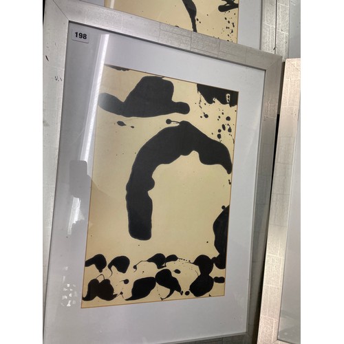 198 - SERIES OF FOUR IMPRSSIONISTS INK STUDIES AFTER JACKSON POLLOCK FRAMED AND GLAZED