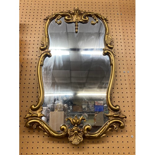 394 - GILT METAL FRAMED ROCOCO MIRROR AND ONE OTHER