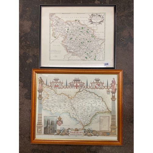 318 - FACSIMILE MAP OF THE WEST RIDING OF YORKSHIRE, AND ONE TINTED SIMILAR MAP 45CM X 37CM, 38CM X 50CM