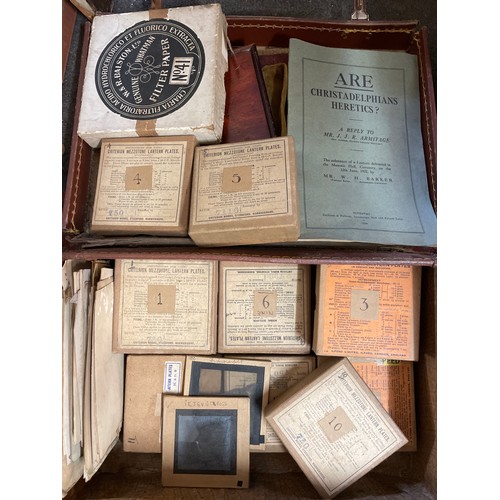 578 - SUITCASE OF INTERESTING EPHEMERA, AND SUITCASE OF PICTURE POSTCARDS AND MESSERTONE PHOTOGRAPHIC PLAT... 