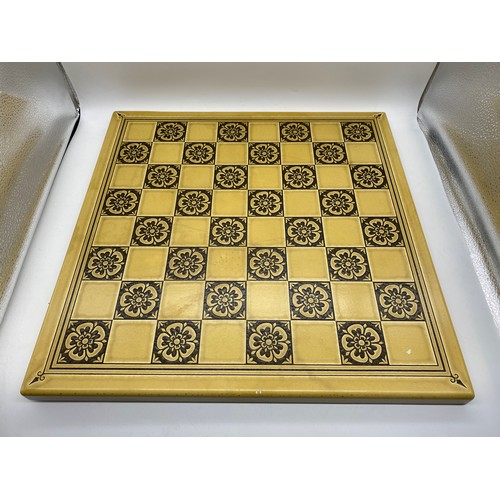 455 - OCHRE TILE EFFECT CHESS BOARD