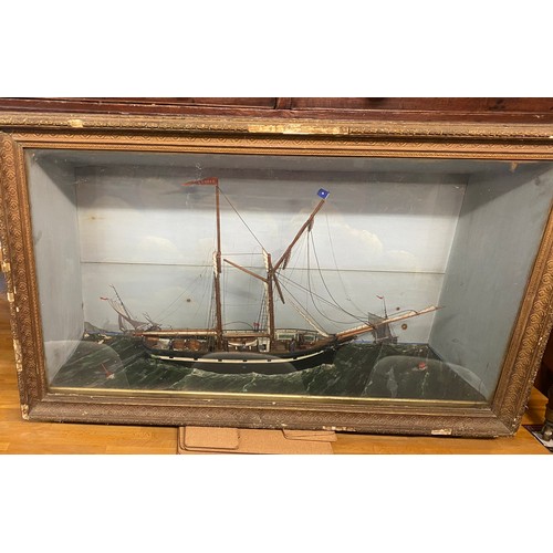 221 - LATE VICTORIAN/EDWARDIAN PERIOD SAILING DIORAMA IN GLAZED CASE