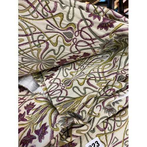 223 - FIVE LINED TIFFANY “MULLBERRY” PATTERNED CURTAINS 213CM X 137CM