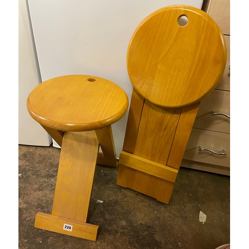 220 - PAIR OF FOLDING STOOLS IN THE STYLE OF THE “SUZY” STOOL BY ADRIAN REED