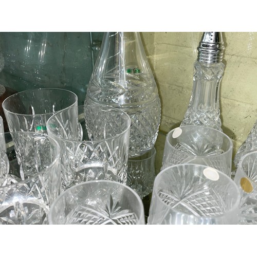 293 - GALWAY IRISH CRYSTAL TUMBLERS, MALLET DECANTER AND BRANDY BALLOONS