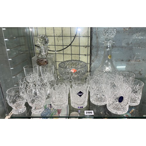 286 - EDINBURGH AND ROYAL BRIERLY TUMBLERS, ROSE BOWL AND DECANTER'S