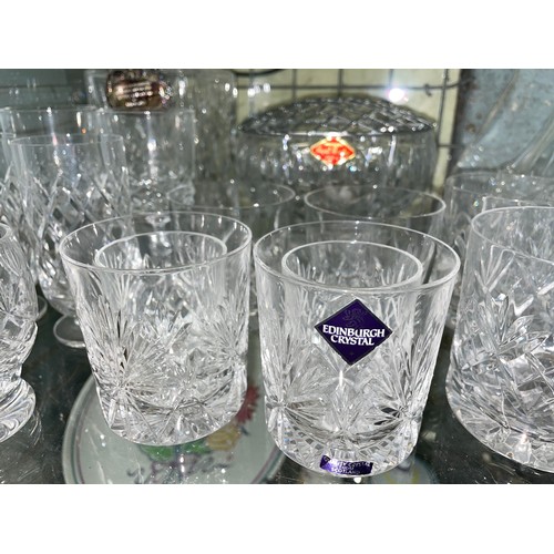 286 - EDINBURGH AND ROYAL BRIERLY TUMBLERS, ROSE BOWL AND DECANTER'S