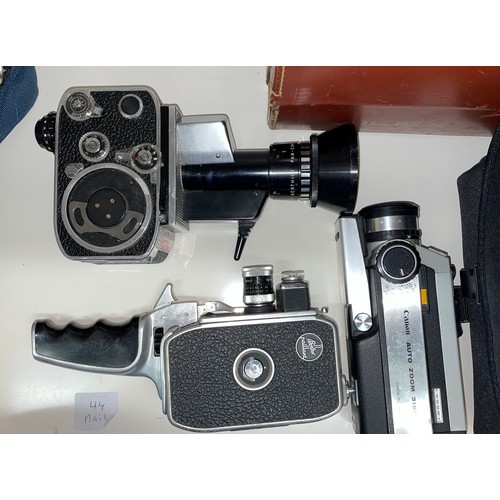 254 - BOLEX PAILLARD VINTAGE CINE CAMERA, BOLEX P1 REFLEX CINE CAMERA AND A CANON AUTO ZOOM CAMERA