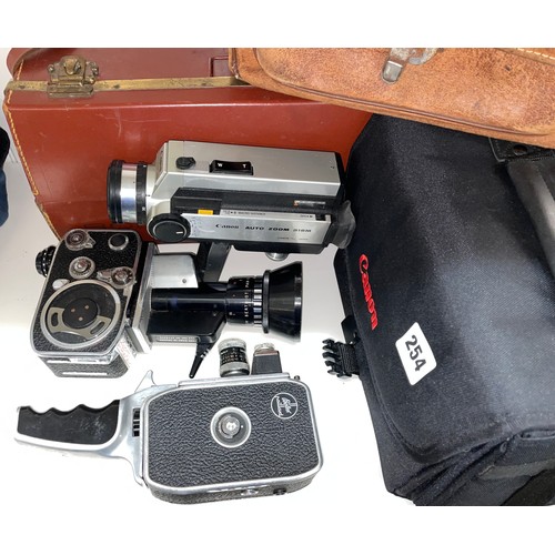 254 - BOLEX PAILLARD VINTAGE CINE CAMERA, BOLEX P1 REFLEX CINE CAMERA AND A CANON AUTO ZOOM CAMERA