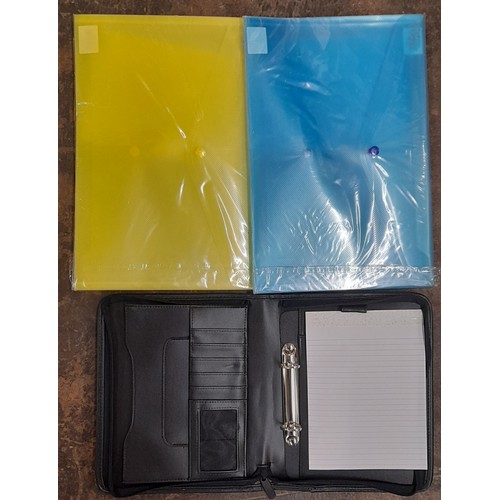 350 - LARGE QTY OF AS NEW OFFICE STATIONARY - WALLETS, FOLDERS, ZIP BAGS, ETC