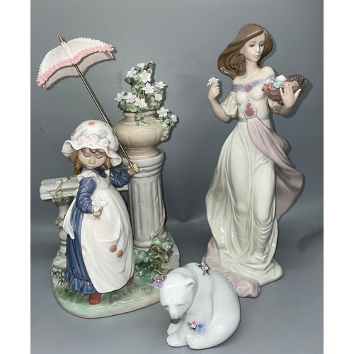 279 - LLADRO GLORIOUS SPRING AS FOUND, LLADRO AUTUMN ROMANCE, AND WHITE POLAR BEAR