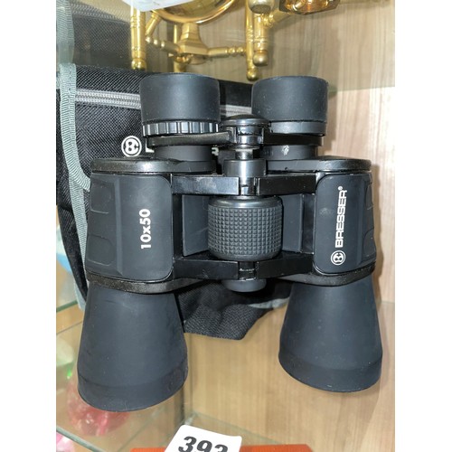 393 - BRESSER 10X50 BINOCULARS IN NYLON CASE