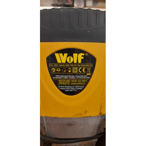 355 - WOLF 1200 V ROUTER, AND BOX OF ROUTER BITS