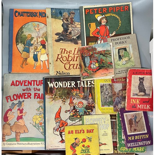 386 - EARLY CHILDRENS STORY BOOKS, ADVENTURES WITH THE FLOWER FAIRIES, PETER PIPER, CHATTERBOX NEWSBOX, AN... 