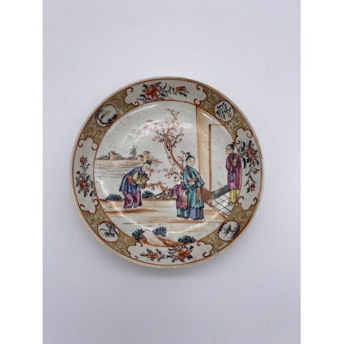 396 - CHINESE SAUCER, JAPANESE BLUE AND WHITE PLATE AND OTHER ORIENTAL STYLE CERAMICS