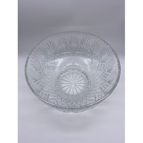 382 - LARGE HEAVY CUT GLASS CRYSTAL BOWL H 15.5cm D 29.5cm