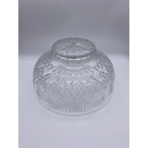 382 - LARGE HEAVY CUT GLASS CRYSTAL BOWL H 15.5cm D 29.5cm