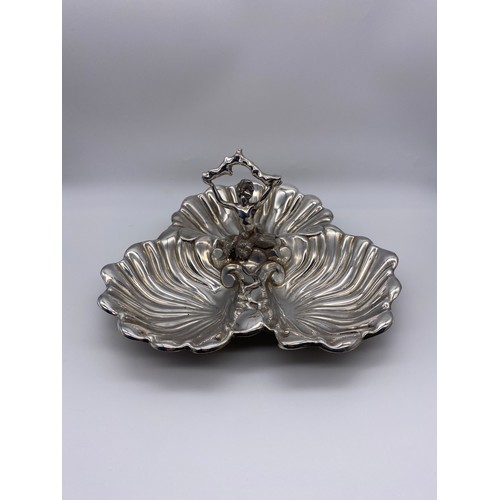 383 - GOOD QUALITY PLATED FIGURAL HORS D'OUVRES DISH 15cm