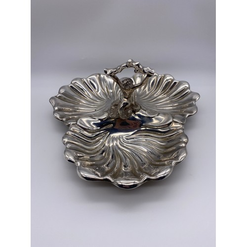 383 - GOOD QUALITY PLATED FIGURAL HORS D'OUVRES DISH 15cm