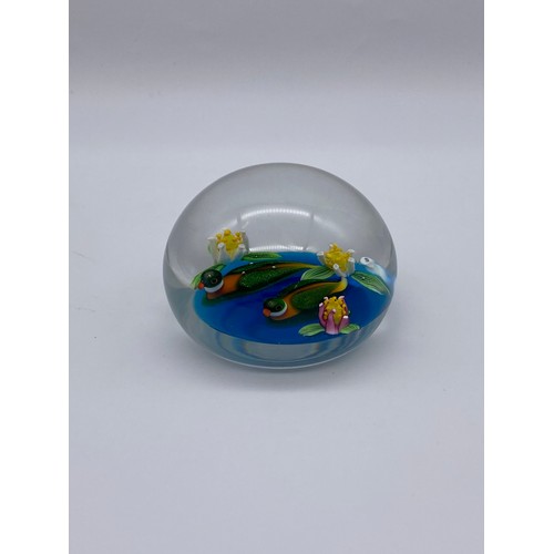 416 - BOXED WILLIAM MANSON LIMITED EDITION 1/1 WILD LIFE AND PET PAPERWEIGHT “MALLARDS' ON POND”