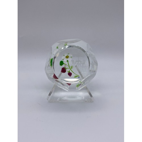 423 - CAITHNESS GLASS WHITEFRIARS LIMITED EDITION 20/100 STRAWBERRY TEAS PAPERWEIGHT DESIGNED BY LINDA CAM... 