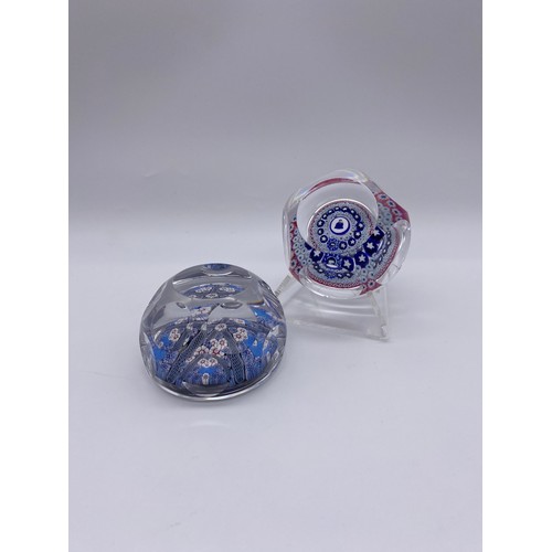 419 - TWO WHITEFRIARS LEAD CRYSTAL FACETED PAPERWEIGHTS INCLUDING 1976 LIBERTY BELL AND CORN FLOWER EXAMPL... 