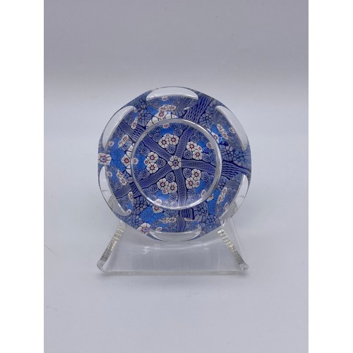 419 - TWO WHITEFRIARS LEAD CRYSTAL FACETED PAPERWEIGHTS INCLUDING 1976 LIBERTY BELL AND CORN FLOWER EXAMPL... 