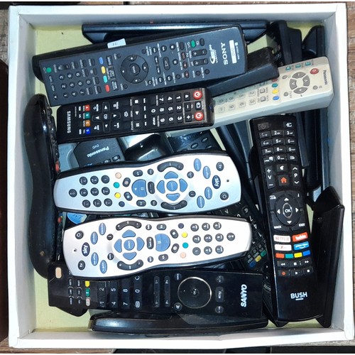 238 - BOX OF VARIOUS TV AND AUDIO REMOTE CONTROL HANDSETS