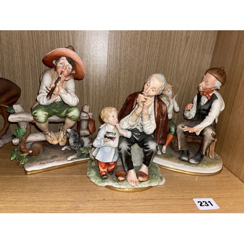 231 - NAPLES CAPODIMONTE FIGURE GROUPS BY REDAELLI ONE AS FOUND