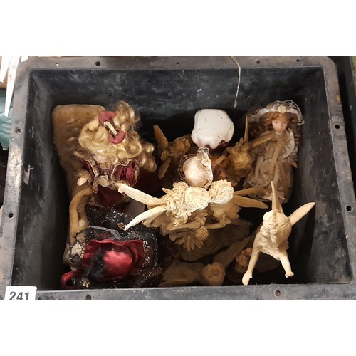 241 - SMALL CRATE OF PORCELAIN HEADED DRESS DOLLS