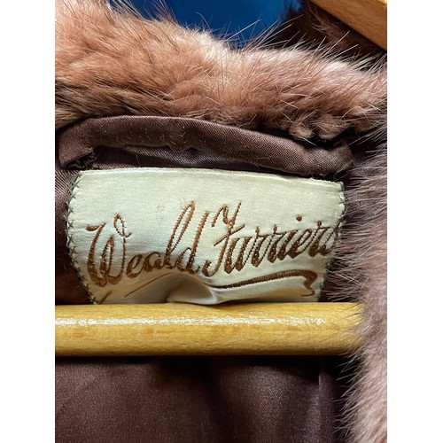 375 - WEALD FURRIERS FULL LENGTH LIGHT TAN FUR COAT AND STOLES