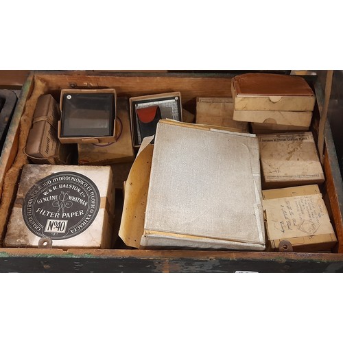 244 - LARGE WOODEN CRATE OF VARIOUS MEZZOTONE LANTERN PLATES MAINLY TOPOGRAPHICAL