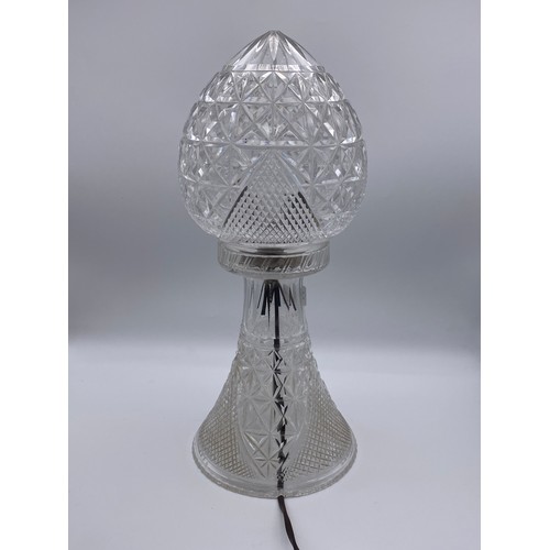 381 - CUT GLASS MUSHROOM SHADE TABLE LAMP 42.5cm