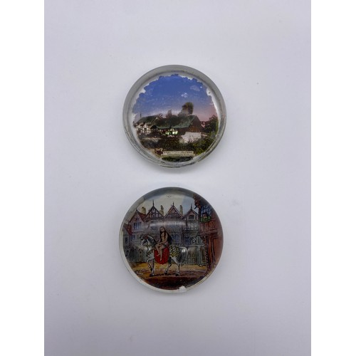 401 - MURANO BALLOONIST LUNARDIS 1785 FLIGHT PAPERWEIGHT, THREE VICTORIAN SOUVENIR PICTURE PAPERWEIGHTS IN... 