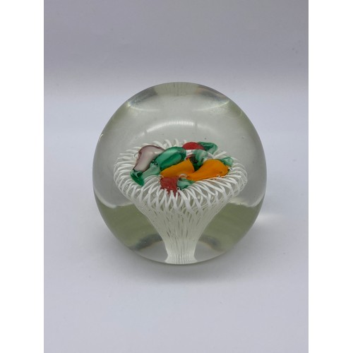 408 - SIX MURANO GLASS PAPERWEIGHTS INCLUDING VEGETABLE BASKET, SEALS, AND MAZZAGA FLOWER CUSHION EXAMPLE