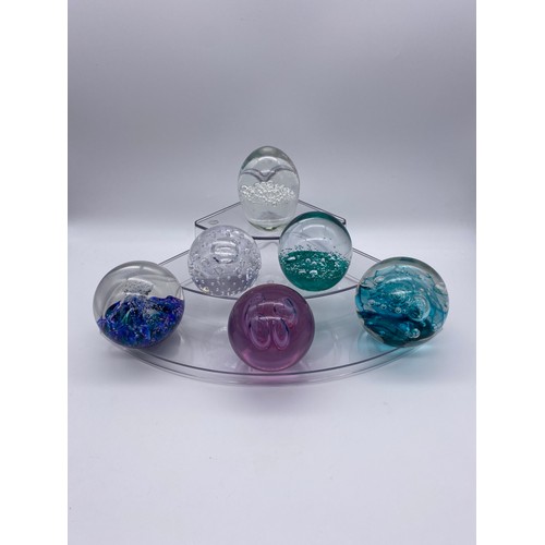 410 - SIX BUBBLE GLASS AND DUMP PAPERWEIGHTS INC. SELKIRK “STORMFORCE”