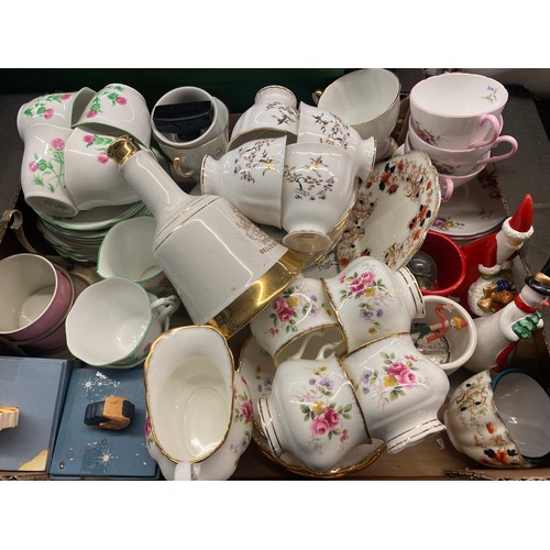 319 - BOX OF BONE CHINA PART TEA SETS, AND OTHER CERAMICS