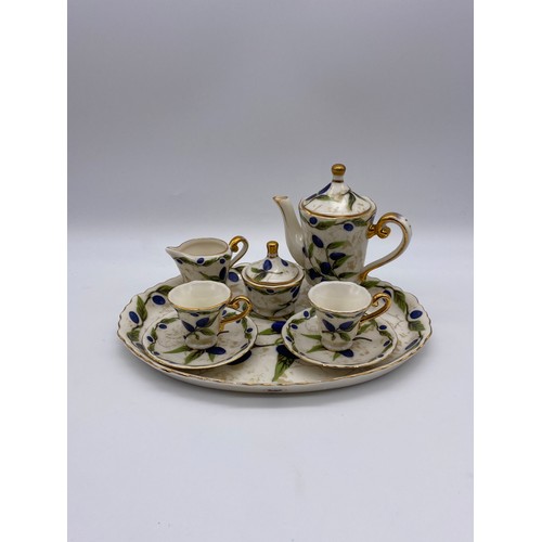 373 - REGAL CHINA FRUIT PATTERNED MINIATURE TETE ET TETE ON TRAY