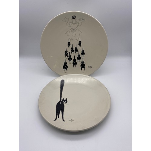 305 - TWO DUBOUT COMICAL CAT PLATES 26cm