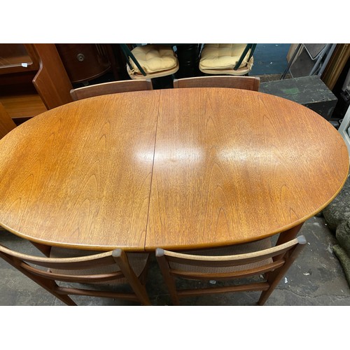 62 - 1960S/70S OVAL TEAK TABLE AND FOUR DINING CHAIRS