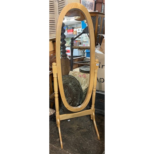 144 - BEECH FRAMED CHEVEL DRESSING MIRROR